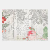 美しいアンティークフローラエフェメラデクページ ラッピングペーパーシート (正面2)