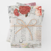 美しいアンティークフローラエフェメラデクページ ラッピングペーパーシート (インサイチュ)