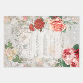 美しいアンティークフローラエフェメラデクページ ラッピングペーパーシート (正面)