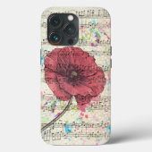 美しいアンティークポピーの花の音楽ノート Case-Mate iPhoneケース (裏面)