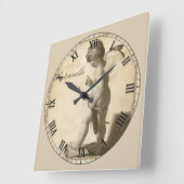 美しいアンティークローマ数字ケルブ スクエア壁時計 (傾斜)