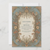 美しいアンティークヴィンテージ結婚アールヌーボー 招待状 (正面)