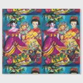 美しいアンティーク人形とクリスマスオーナメント ラッピングペーパー (フラット)