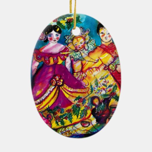 美しいアンティーク人形 セラミックオーナメント (裏面)