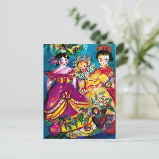 美しいアンティーク人形 ポストカード (スタンド正面)