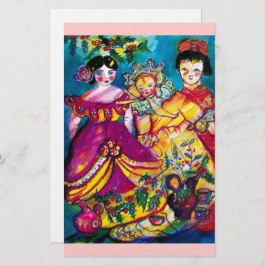 美しいアンティーク人形 便箋 (正面/裏面)