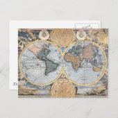 美しいアンティーク地図 ポストカード (正面/裏面)
