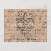 美しいアンティーク音楽ノートハート ポストカード (正面)