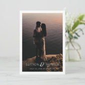 美しいアンパモダンサンド写真の日付の保存 招待状 (スタンド正面)