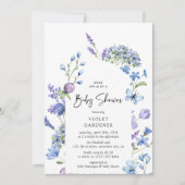美しいアーチブルーワイルドフラワーベビーシャワー 招待状 (正面)