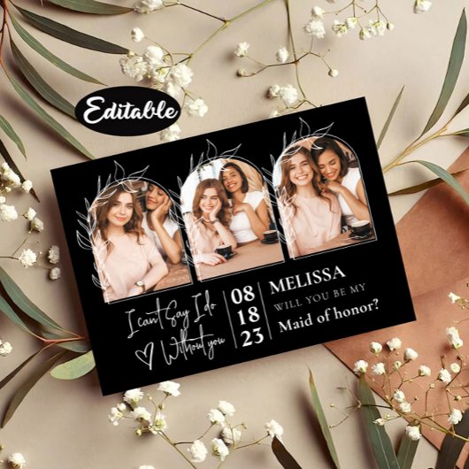 美しいアーチ写真コラージュのブライドメイド提案 招待状