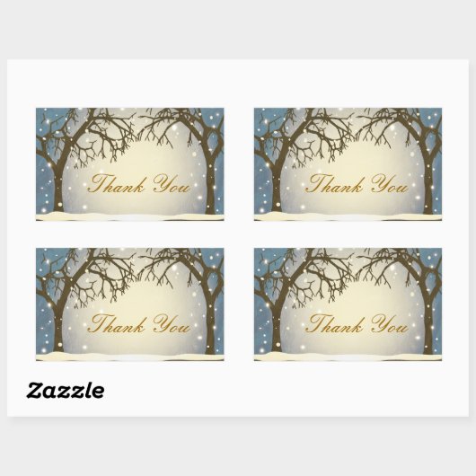 美しいアーチ型の冬の木ありがとうシール 長方形シール (シート)