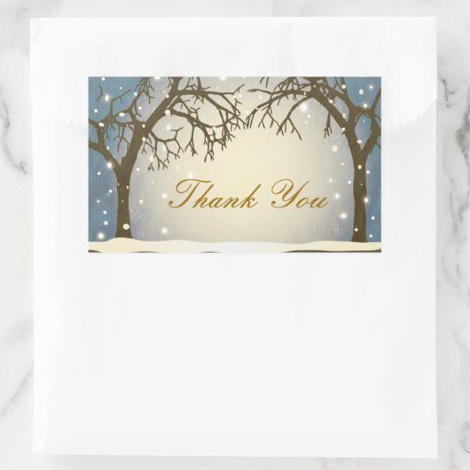 美しいアーチ型の冬の木ありがとうシール 長方形シール (バッグ)