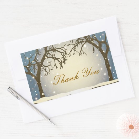 美しいアーチ型の冬の木ありがとうシール 長方形シール (封筒)