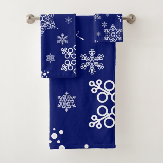 美しいアートの雪の結晶パターン クリスマス バスタオルセット (インサイチュ)