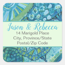 美しいアート木の住所 シール(20) スクエアシール