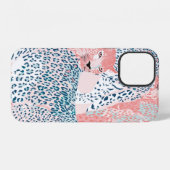 美しいアート ヒョウ シームレス パターン、抽象的 ア iPhoneケース (裏面横)