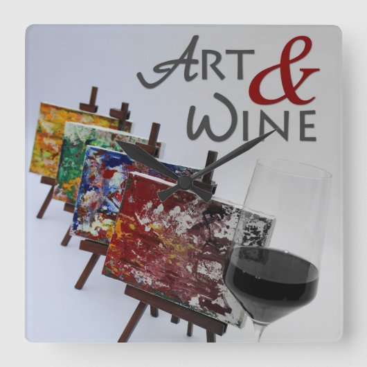 美しいアート&ワインクロック! スクエア壁時計 (正面)