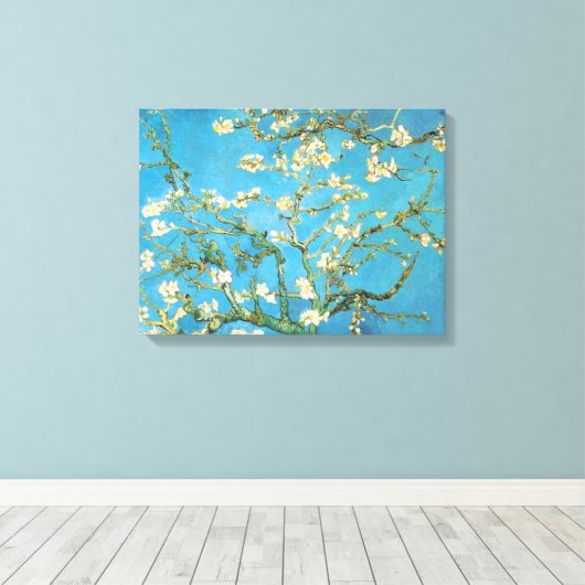 美しいアーモンドの花絵画アンティークの青いgre キャンバスプリント (インサイチュ (ウッドフロア))