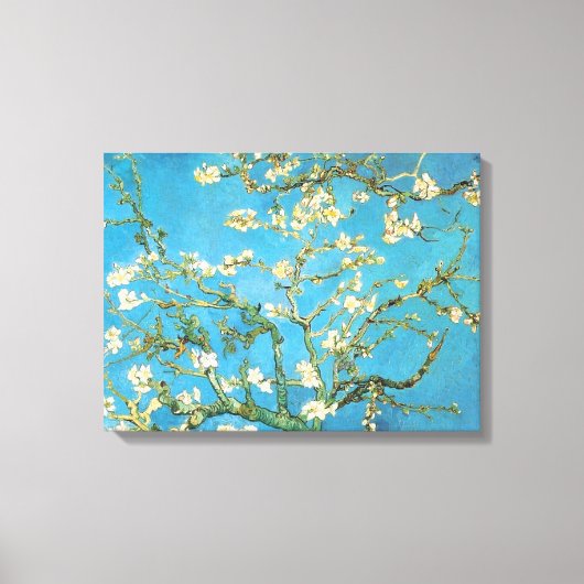 美しいアーモンドの花絵画アンティークの青いgre キャンバスプリント (正面)