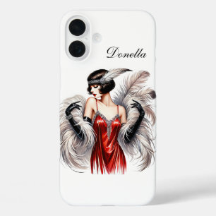 美しいアールデコの女性に名前を追加 iPhone 16 PLUSケース
