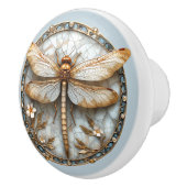 美しいアールデコエナメルドラゴンフライ金ゴールド真珠 セラミックノブ (右)