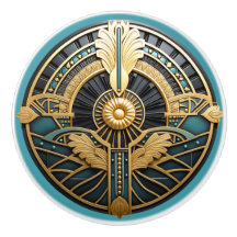 美しいアールデコエレガント金ゴールドターコイズ