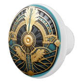 美しいアールデコエレガント金ゴールドターコイズ セラミックノブ (右)