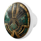 美しいアールデコエレガント金ゴールドターコイズ セラミックノブ (右)