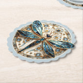 美しいアールデコステンドグラストンボ ペーパーコースター (アングル)