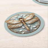 美しいアールデコトンフライ金ゴールドダイヤモンド ラウンドペーパーコースター (アングル)