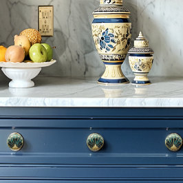 美しいアールデコブルー金ゴールドターコイズ孔雀 セラミックノブ