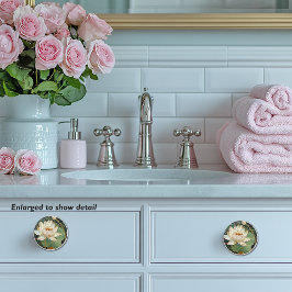 美しいアールデコホワイトウォーターリリレンロータスフラワー セラミックノブ