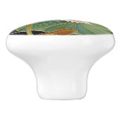 美しいアールデコホワイトウォーターリリレンロータスフラワー セラミックノブ (側面)