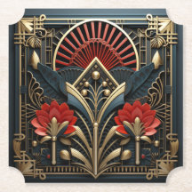 美しいアールデコレッド金ゴールドブラックエレガント