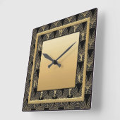 美しいアールデコ パターン（の模様が）ある スクエア壁時計 (傾斜)