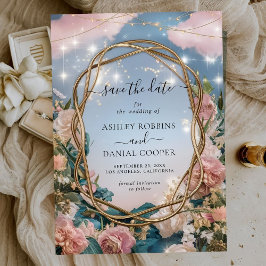 美しいアールヌーボーをテーマに日付を保存 招待状