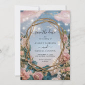 美しいアールヌーボーをテーマに日付を保存 招待状 (正面)