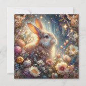 美しいアールヌーボーイースターラビットクリスチャン シーズンカード (正面)