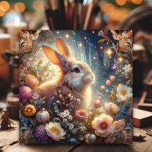 美しいアールヌーボーイースターラビットクリスチャン