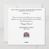 美しいアールヌーボーバニーフラワーバスケット復活祭 シーズンカード (裏面)