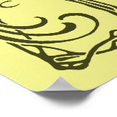 美しいアールヌーボーピーコック、追加2イニシャル ポスター (角)