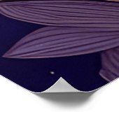 美しいアールヌーボーブルーティール（緑がかった色）蝶の花 ポスター (角)