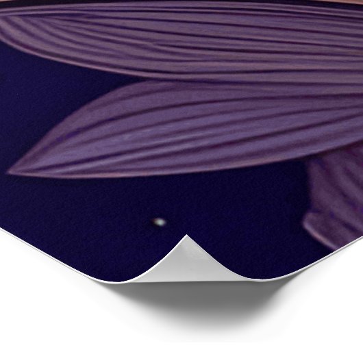 美しいアールヌーボーブルーティール（緑がかった色）蝶の花 ポスター (角)