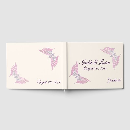 美しいアールヌーボー結婚蝶 ゲストブック (全面)