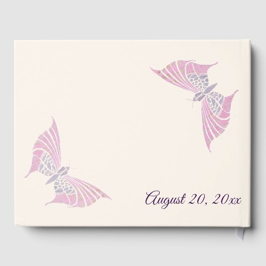 美しいアールヌーボー結婚蝶 ゲストブック (裏面)