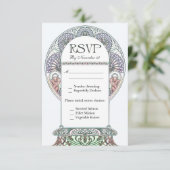 美しいアールヌーボーRSVPウェディングカード 出欠カード (スタンド正面)