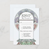 美しいアールヌーボーRSVPウェディングカード 出欠カード (正面/裏面)