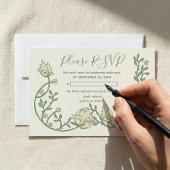 美しいアール・ヌーヴォーの花のRSVPカード 出欠カード