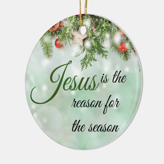 美しいイエス・キリストは季節の理由です セラミックオーナメント (左)